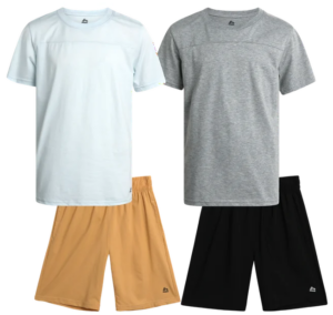 Walmart RBX Boys' Active Shorts Set - 4 Piece Short Sleeve T-Shirt and Tech Hybrid Shorts (size 4-12) 